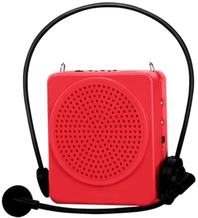 ZHCHAO Portable Digital Multimedia Voice Amplifier Rechargeable with Wired Microphone Speaker(Rosso)