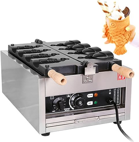 Dfdieratve MáQuina EléCtrica para Hacer Gofres con Forma de Pez, MáS Piezas, Antiadherente, Comercial, de Acero Inoxidable, para Restaurantes, CafeteríAs, Tiendas de Aperitivos,Style2