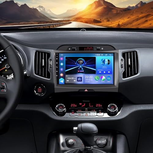 9Inch Android 14 Car Stereo for Kia Sportage 3 2010-2016 2G+32G w/Wireless Carplay Android Auto Car Radio GPS Sat Nav w/BT WiFi FM/RDS Mirror Link SWC Split Screen AHD Rear Camera Mic