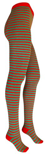 VEGATEKSA Damen Gestreifte Strumpfhose -aus Gekämmter Baumwolle–Oeko-Tex Standard 100 Zertifiziert- Hautfreundlich-Vielen Farben
