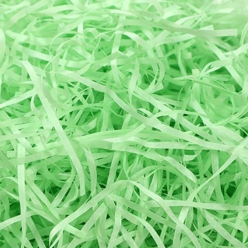 LaresDay 200 g di carta triturata, materiale di riempimento per scatole regalo, criceti e decorazioni – Confezione regalo versatile, imbottitura e lettiera decorativa in Raffia ecologica (verde)