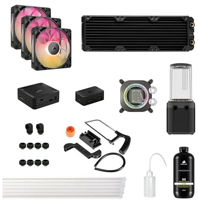 CORSAIR iCUE LINK XH505i RX 360 RGB Custom Cooling Kit – XC7 ELITE CPU Water Block, XD6 ELITE Pump Reservoir, 3x RX120 RGB Fans, XR5 360mm Radiator, iCUE LINK System Hub – Black
