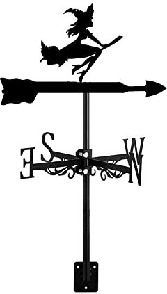 Veleta de Bruja, Adorno de Monstruo, indicador de dirección, decoración artística para Exteriores, casa, Techo, Granja, pabellón, Patio, jardín, Manualidades, Conejo del Tiempo (Bruja)