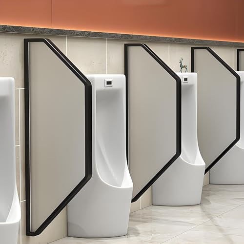 Urinal Trennwand Wandmontage Schamwand Toilettenabtrennung Sichtschutz Edelstahl Rahmen Gehärtetes Glas für WC Schule Kino Hotel Bar Einkaufszentrum, 1pc(Black,B)
