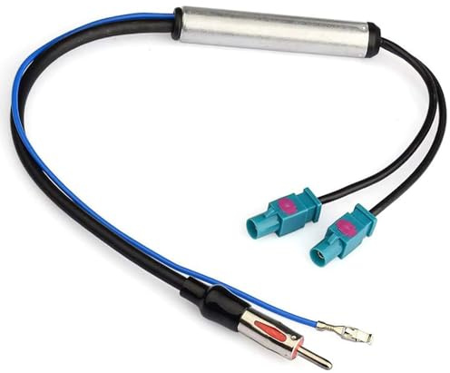 Autoradio Antenne Signalverstärker Doppel Fakra auf DIN Adapter | Phantomeinspeisung, Kompatibel mit Volkswagen Audi VW Skoda BMW, Fahrzeug Audio Radio Stereo Head Unit Empfänger