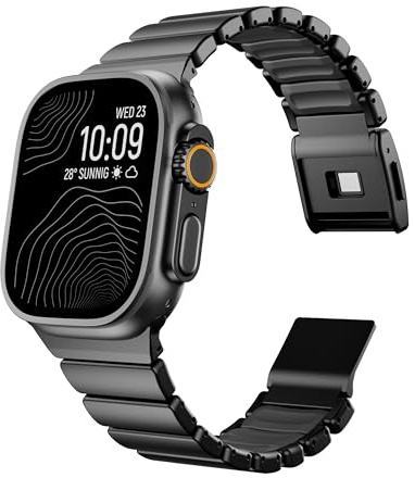Titan Armband kompatibel mit Apple Watch Armband Ultra 3/2/1 49mm 46mm 45mm 44mm 42mm, Titan Silikon Doppelschicht, Damen Herren Magnetverschluss Ersatzarmband für iWatch Series 11 10 9 8 7 6 5 4