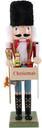 VALICLUD Casse-Noisette Décoratif de Noël 38 CM Figurine Soldat en Bois Couleur Claire Décoration Festive pour Table et Étagère Accessoire pour Fête de Noël