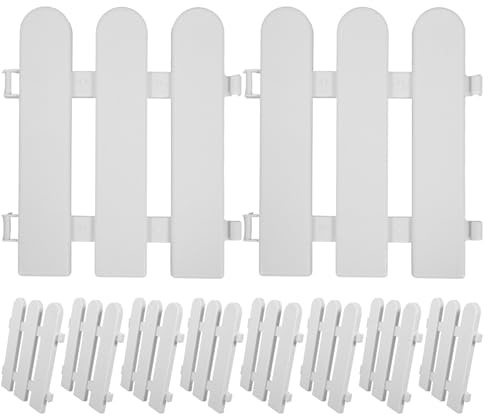 AKOOSY 10 Pezzi Recinzione da Giardino in Plastica Bianca Staccionata Delicata per Aiule e Prati Decorazione Sicura per Paesaggi Natalizi e Cortili Design Elegante Odore per e