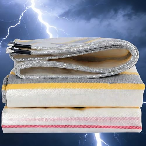 Lona Impermeable Exterior Heavy Duty 200g/m² PE 5x6m Toldo Reforzado Protección Cubretodo Duradera Resistente a Los Rayos UV Desgarros, Multiusos para Muebles Jardín Piscina Coche Oro Plata