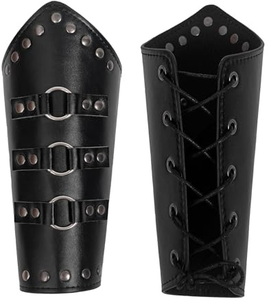 JDFAIJEAL Kunstleder Armschienen Herren Damen-Ritter Unterarmschutz | Wikinger Ritter Unterarmschutz mit Schnalle/Nieten/Schnürung-Für LARP,Halloween,Renaissance-Märkte,Mittelalter Ritter Cosplay