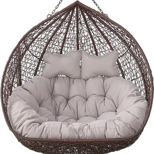 Fauteuil suspendu double avec coussin doux, coussin de balançoire 2 places avec nœuds, entièrement rembourré, design durable