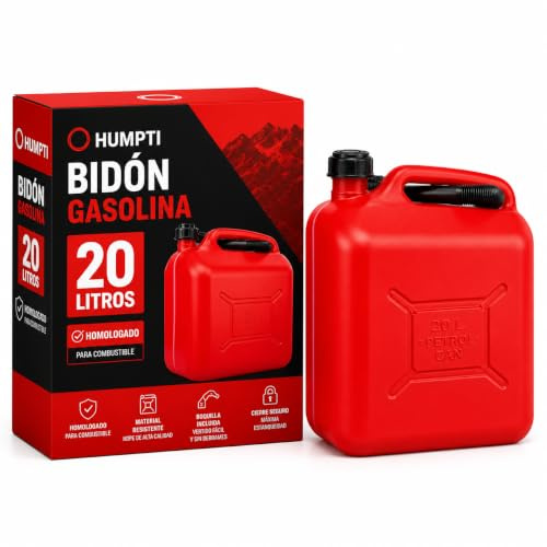 Garrafa Gasolina 20L con Boquilla y Medidor Incluídos, Bidon Gasolina 20l, Deposito Gasolina, Garrafa Gasoil, Jerrycan
