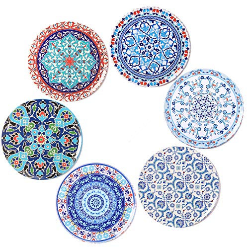 BOHORIA Premium Design Untersetzer 6er Set Dekorative Untersetzer fur Glas, Tassen, Vasen, Kerzen auf ihrem Holz-, Glas- oder Stein- Esstisch Boho Edition,Orient
