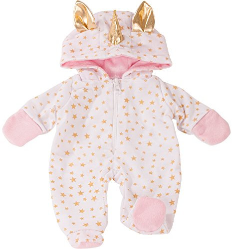 Götz 3402912 Onesie Einhorn - Einteiliger Puppen-Overall Puppenbekleidung Gr. S - Bekleidungs- und Zubehörset für Babypuppen 30 - 33 cm