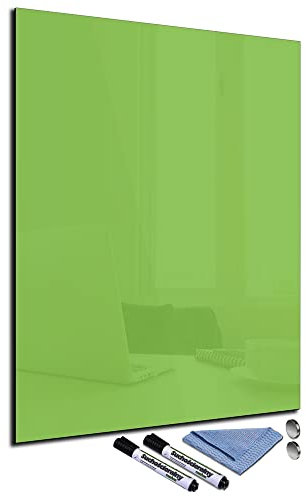 Glas-Magnettafel Grün 60x80 Pinnwand Wand mit Zubehör Whiteboard Küche Office Büro Deko