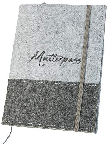 luxdag Mutterpasshülle mit Gummiband aus Filz (Farbe & Stickerei wählbar) - Hülle für Mutterpass & Impfpass - Organizer - Geschenk für werdende Mütter