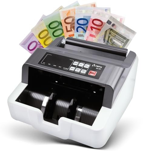 Olympia NC 451 Geldzählmaschine & Geldscheinprüfer Falschgeldprüfer für alle Banknoten | UV MG Sensoren | 1000 Scheine/Min | Additionsfunktion | LED Display | Zählmaschine Scheine | Banknotenprüfer