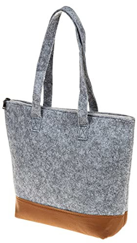 SIDCO Filztasche Shopper grau Tragetasche groß Einkaufstasche Filz Handtasche braun