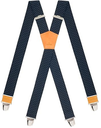 Pierrot Bretelle Uomo Larghe Premium - Regolabili Fino A 130cm - Elastico Rinforzato e Finiture in Pelle - Garantite A Vita - Clip molto forti - Bretelle Uomo Eleganti