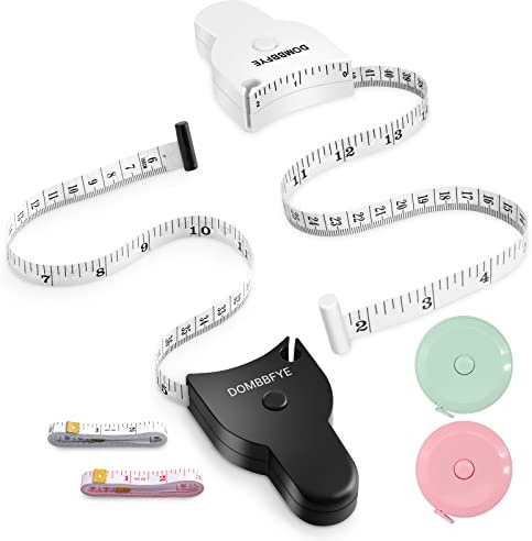 6 Stück Körpermaßband 60 Zoll (150 cm), Maßband Körpermaßband, einziehbarer Druckknopf und Doppelskala, Maßband für Körpermaße, Gewichtsverlust, Nähen, Stoff, Stoff