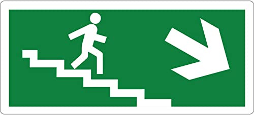 pubblimania Notausgang PVC robust für Außen- und Innenbereich (29 x 13 cm) (Treppe rechts Exit)