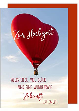 Edition Seidel Premium Glückwunschkarte zur Hochzeit mit Umschlag. Karte mit Spruch Hochzeitskarte Grusskarte Herzballon Himmel (H457 SW023)