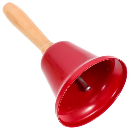 MAGICLULU Christmas Hand Bell 1Pcs Xmas Hand Call Bell Handbell with Wooden Handle Solid Loud Hand Bell for Christmas Dinner Calling Decor Red Metal Handle Bell