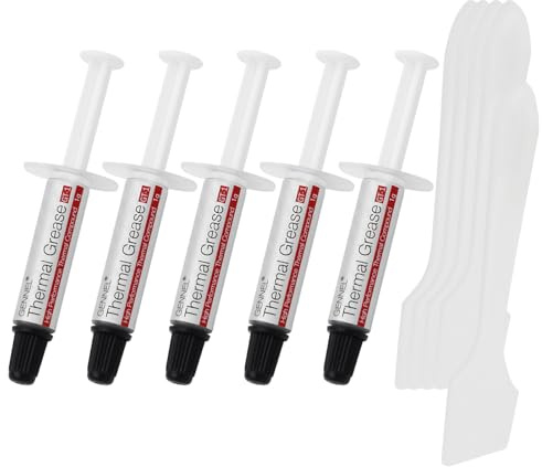 GENNEL Lot de 5 Pâtes thermiques pour CPU GT-1 Argenté (1 g x 5), haute performance, pâte à composer thermique, composé de dissipateur thermique, graisse thermique à impédance thermique ultra faible