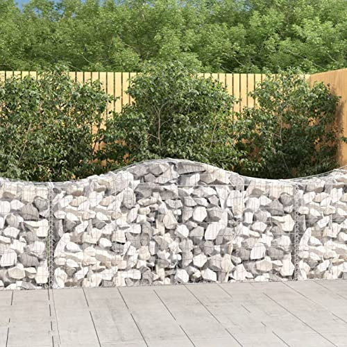 BaraSh Gabionen mit Hochbogen 5 STK. 200x50x80/100 cm Verzinktes Eisen GabionenköRbe WasserzapfsäUle Garten Gabionen Zaun Gabionensteine 3145622