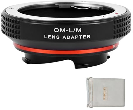 PHOLSY Objektivadapter mit 6-Bit Coding Kompatibel mit Olympus Zuiko OM Objektivs und Leica M Mount Kameragehäuse OM auf Leica M