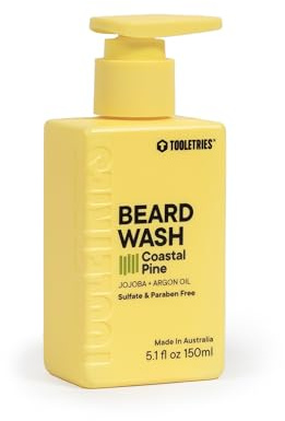 TOOLETRIES Hydrating Men’s Beard Wash - Coastal Pine Scent - Sulfate & Paraben Free - Moisturising with Jojoba & Argan Oil - 5.1 fl oz (150ml)