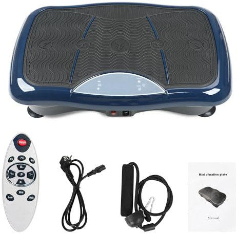 Vibration Plate Exercise Machine, Vibration Fitness Trainers for Home Use, with Bluetooth Speaker Remote Control + 5 Programs, Whole Body Workout With Resistance Bands, Home Training Shaping (Blue)