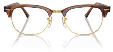 Ray-Ban RX5154 Clubmaster Brillenrahmen, quadratisch, verschreibungspflichtig, Gestreiftes Braun auf Gold/Demo-Linse, 53 mm