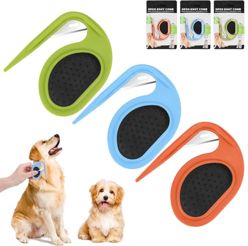 Meetory 3 PCS Pet Knotting Comb for Dogs and Cats, 3-In-1 Massage Pet Knotting Comb Dematting Knot Tangle Remover Pets Hair Remover Tool for Dogs and Cats