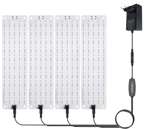 600 Pflanzenlampe LEDs, Grow Lampe, Vollspektrum Pflanzenlicht für Zimmerpflanzen, 4 Pflanzenlichtpanel mit 3/6/12-Stunden-Smart-Timer, 6 dimmbare Stufen, für Setzlinge, Gemüse, Blüte, Sukkulenten