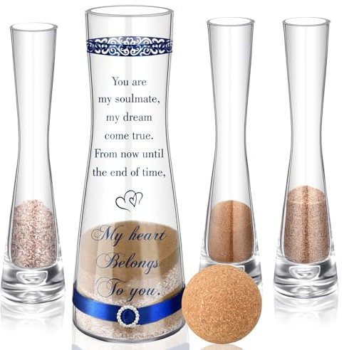 Irenare Unity Sand for Wedding Ceremony Set Include Ceremony Vase, Sand, Cork Stopper for Weddings Engagement Anniversary(Attractive)