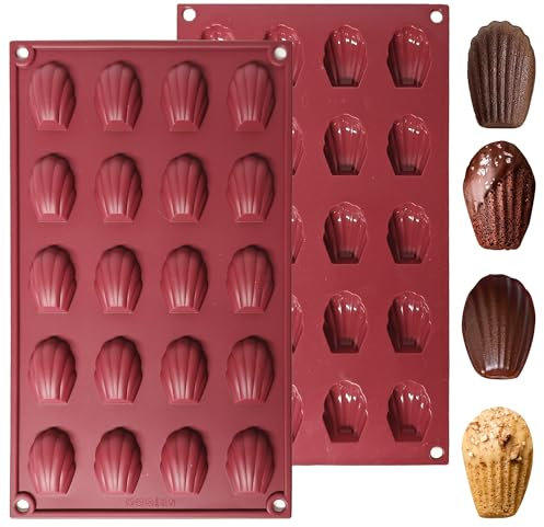 SEABABOO Moldes De Silicona Para Madeleines 20 Cavidades 2 Piezas Molde Madeleine Silicona Molde Silicona Hornear De Madeleine para Tartas Chocolates Dulces Galletas