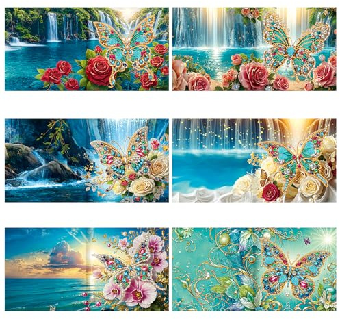 ycyingcheng Kit de tarjetas de felicitación de pintura de diamantes 5D, suministros para hacer tarjetas de Navidad y cumpleaños, regalo creativo para mujeres, niñas, amigos (con sobres) (GC A014)