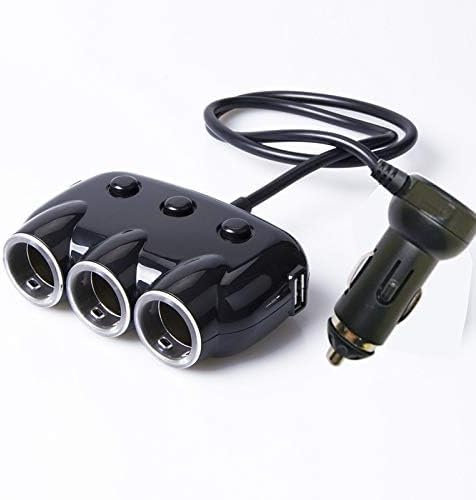 Caricatore universale USB da auto, AC100V-240V Adattatore caricabatteria da auto con 3 prese USB 3 slot 120W distributore accendisigari per smartphone e tablet