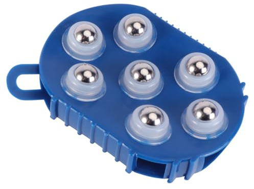 Holibanna Blauer 360° Drehbarer Meridianbürste mit 7 Metallkugeln Pvc Handmassagegerät zur Körper und Gesichtspflege für Entspannende Massage und Beauty Anwendungen