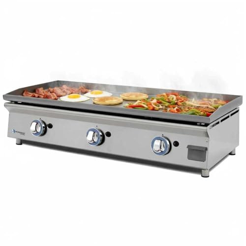 MBH – Plancha professionnelle à gaz LUX WORLDMAI de 100 cm en acier laminé pour la restauration. Fry top avec structure en inox pour cuisine professionnelle de bar et restaurant.