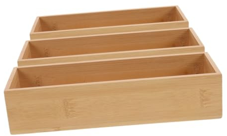 SOLUSTRE 3 Piezas Organizador de Madera sin Tapa Caja de Almacenamiento Multifuncional para Utensilios Maquillaje y Otros Objetos Diseño Minimalista para Cocina Oficina y Baño