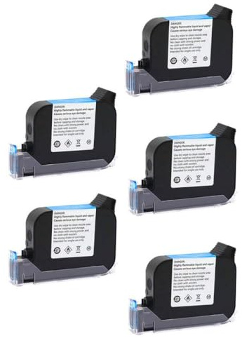 JS12 600DPI Imprimante portable avec un solvant à sec Fast Dry Solvent Hauteur de 12,7 mm une imprimante à jet d'encre de niveau compatible avec des cartouches d'encre colorées(JS12--Black--5pcs)