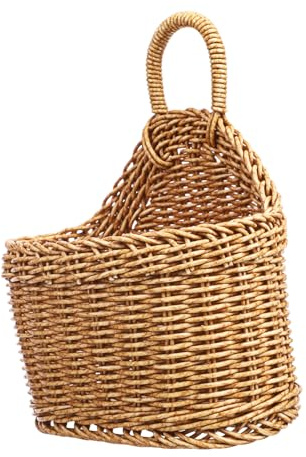 ABOOFAN Woven Storage Basket Hanging Kitchen Wall Basket for Onion Garlic and Ginger Storage Wicker for Pantry Organisation Rustic Home Decor 9.65 X 7.48 X 3.94 in