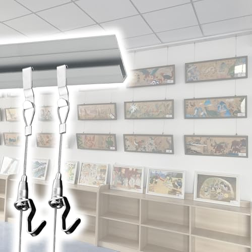 Kit de suspension robuste de 1 m avec câble de 300 cm et 2 crochets. Parfait pour les peintures, les toiles, les cadres et les présentoirs artistiques. Idéal pour la décoration de la maison et les