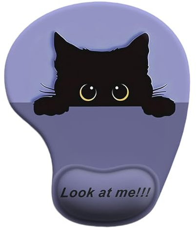 URYVAIW Tapis de souris ergonomique avec repos-poignet, tapis souris gel avec motif chat, Tapis repose poignet pour ordinateur & laptop, bureau à domicile & gaming