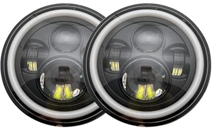 IMAWUHM 2 Pièces 7 phare Pour Lampe Tout-terrain LED Ronde Support Phare Phares Véhicule Pour Mazda Pour Miata Pour Miata Pour Mx-5 Pour RX-7(2PCS 45W Black)