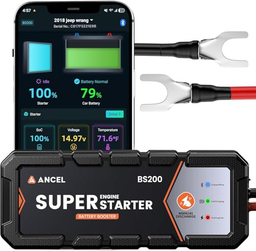 ANCEL BS200 Smart Starthilfe Powerbank für Pkw, Automatische Starter Powerbank mit Kondensator, Proaktiver Batteriewartung und Intelligentem Zustandsmonitor, 12V Booster Auto Starthilfe