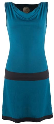 Vishes - Alternative Bekleidung - Ärmellose Tunika aus Biobaumwolle mit Wasserfallkragen türkis 38