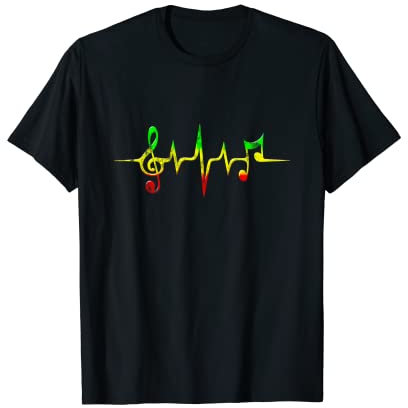 Reggae Herzschlag Puls Frequenz Musik Musiknoten T-shirt T-Shirt